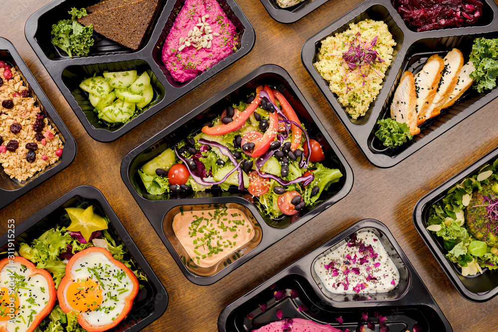 Boxed food prepare for fit box catering