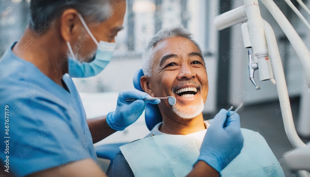 old man at a adult's dentistry for healthy teeth and beautiful smile